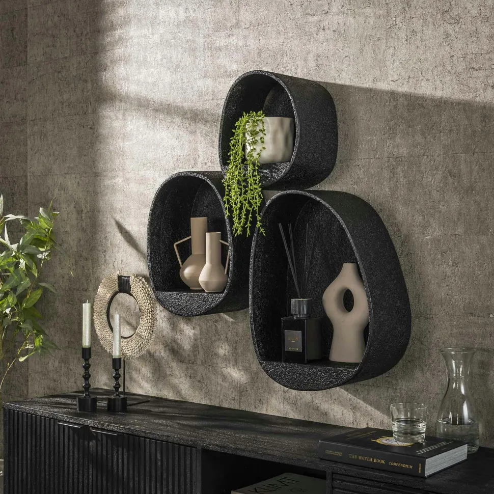 Etagère murale noire 150 cm TAJ
