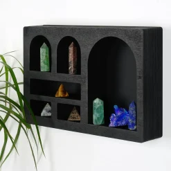 Etagère murale noire décorative - arches et niches AVIALA