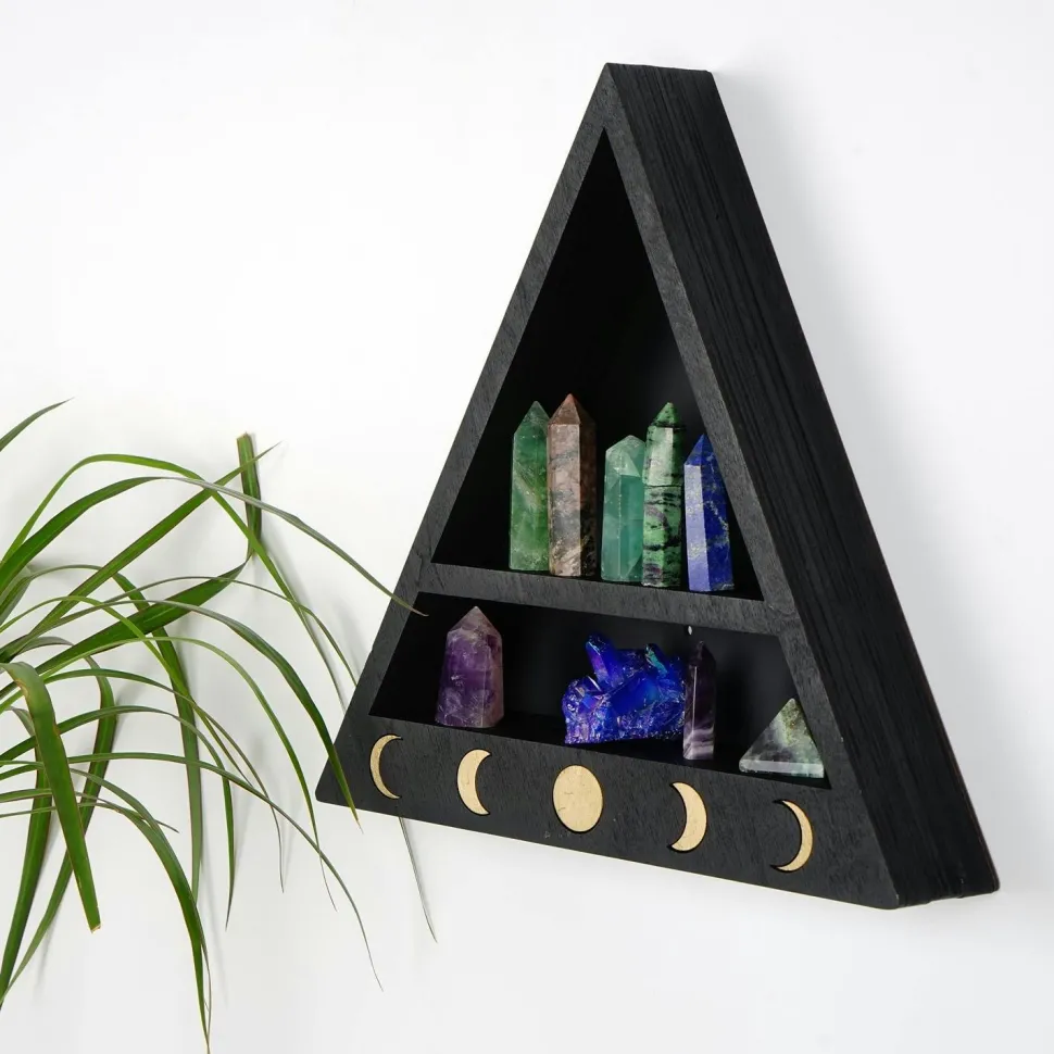 Etagère murale triangulaire noire - 2 niveaux AVIALA