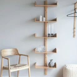 Etagère murale verticale en bambou 5 plateaux avec joues 180 cm TALLINN