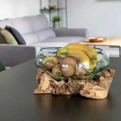 Etagères murales en teck recyclé avec bords naturels (lot de 3)