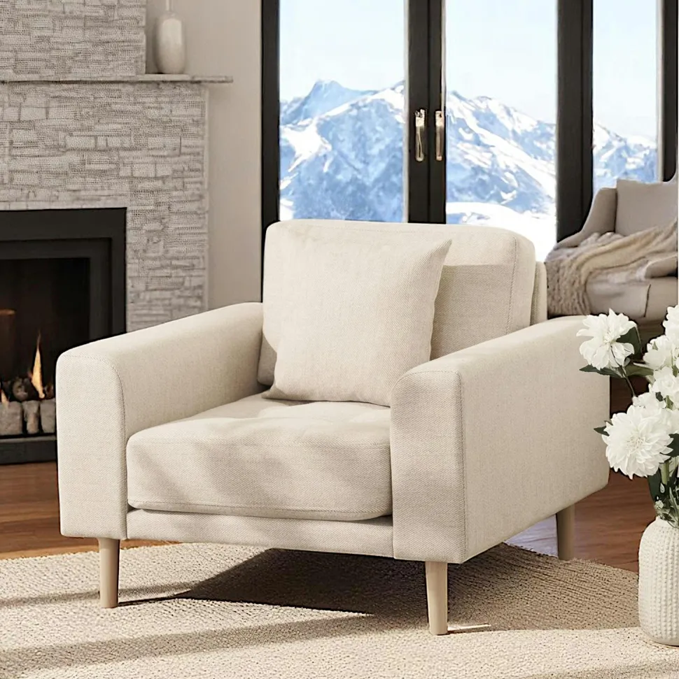 Fauteuil blanc sable en tissu AMSTERDAM