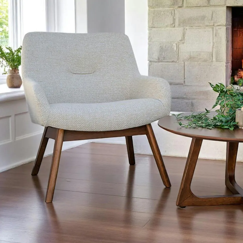Fauteuil bleu foncé avec structure en bois de noyer BERLIN