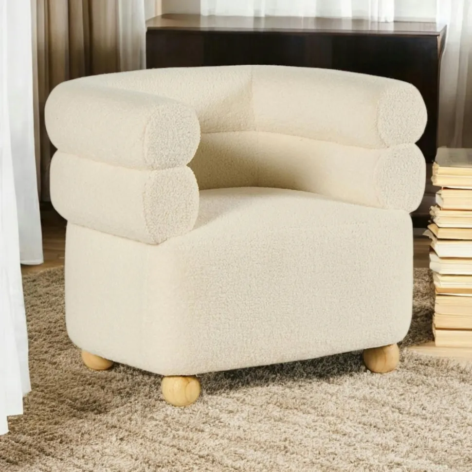 Fauteuil cabriolet design tissu bouclé terracotta IENA