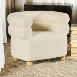 Fauteuil cabriolet design tissu bouclé vert IENA