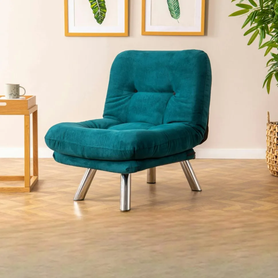 Fauteuil convertible banquette beige pieds chromés CUSCO
