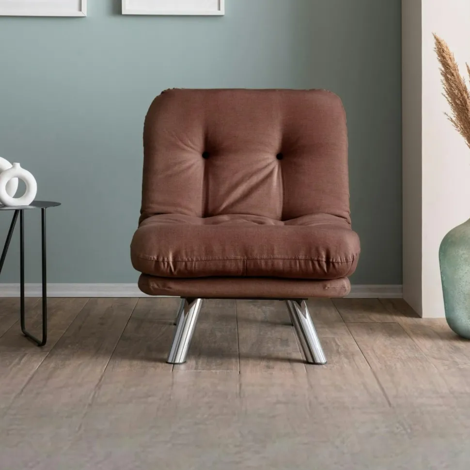 Fauteuil convertible banquette beige pieds chromés CUSCO
