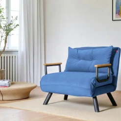 Fauteuil convertible beige - coussin assorti MODI