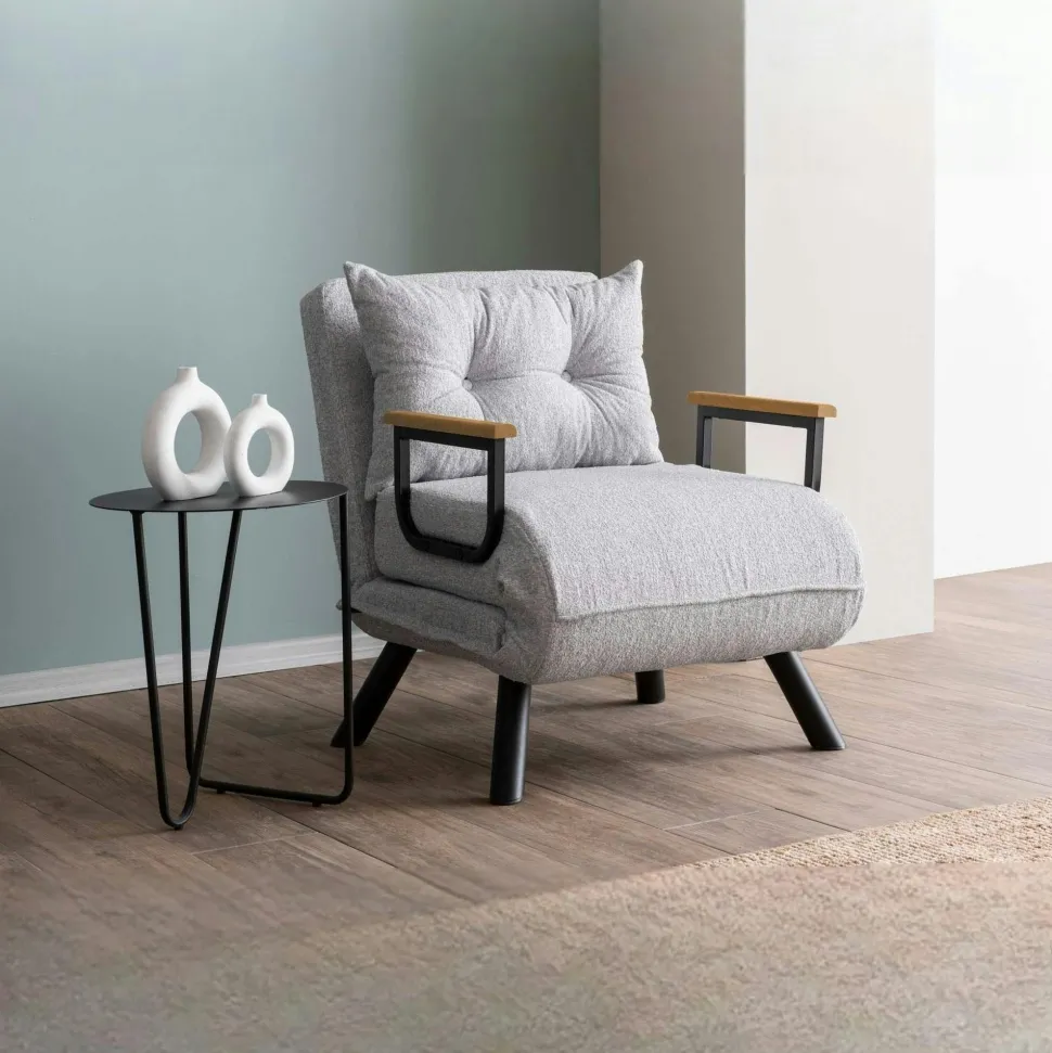 Fauteuil convertible bleu - coussin assorti MODI