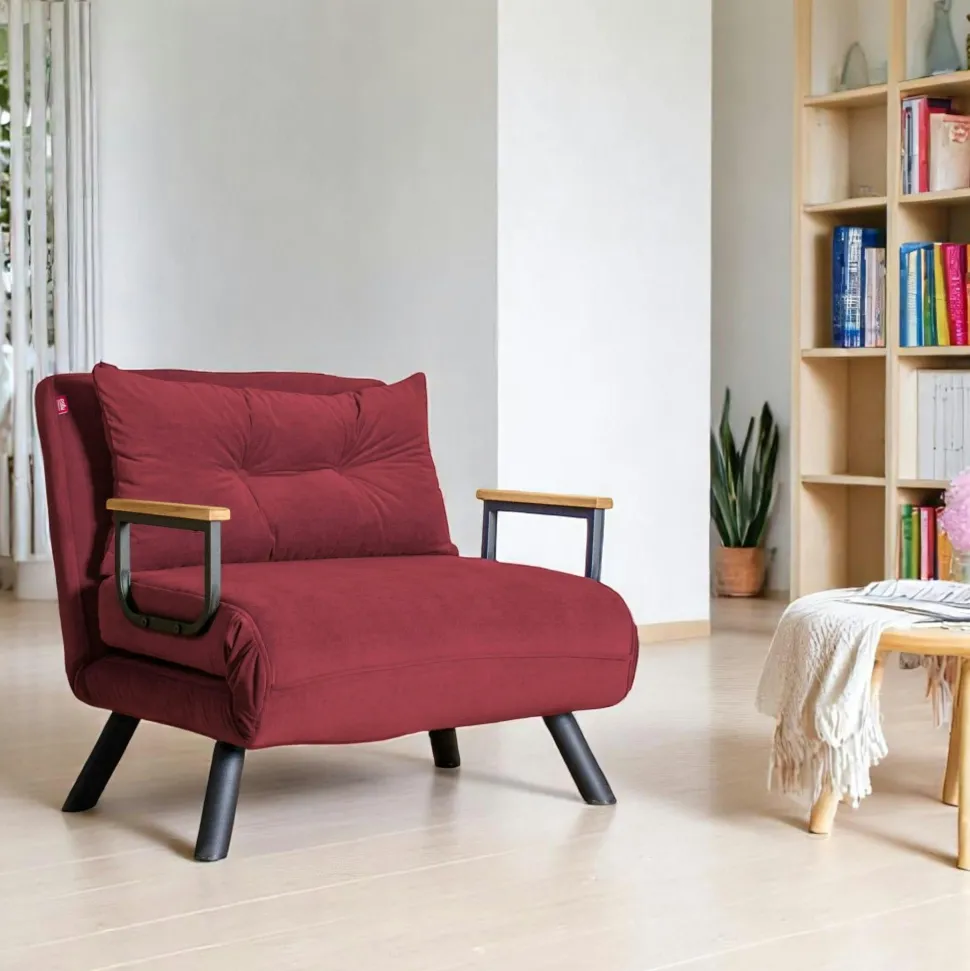 Fauteuil convertible bleu - coussin assorti MODI