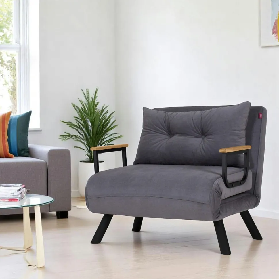 Fauteuil convertible bleu - coussin assorti MODI