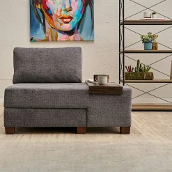 Fauteuil convertible gris chenille, plateau droit BUZON