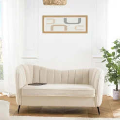 Fauteuil cosy tissu bouclette écru COLOMBUS