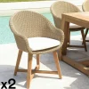 Fauteuil de jardin arrondi résine tressée beige (lot de 2) MANY
