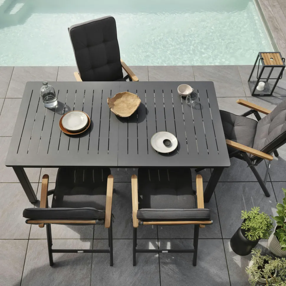 Fauteuil de jardin en aluminium avec dossier réglable noir (lot de 2) OSLO