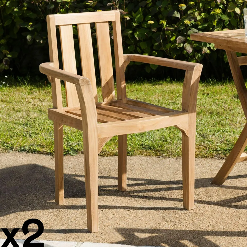 Fauteuil de jardin en teck (lot de 2) SUMMER