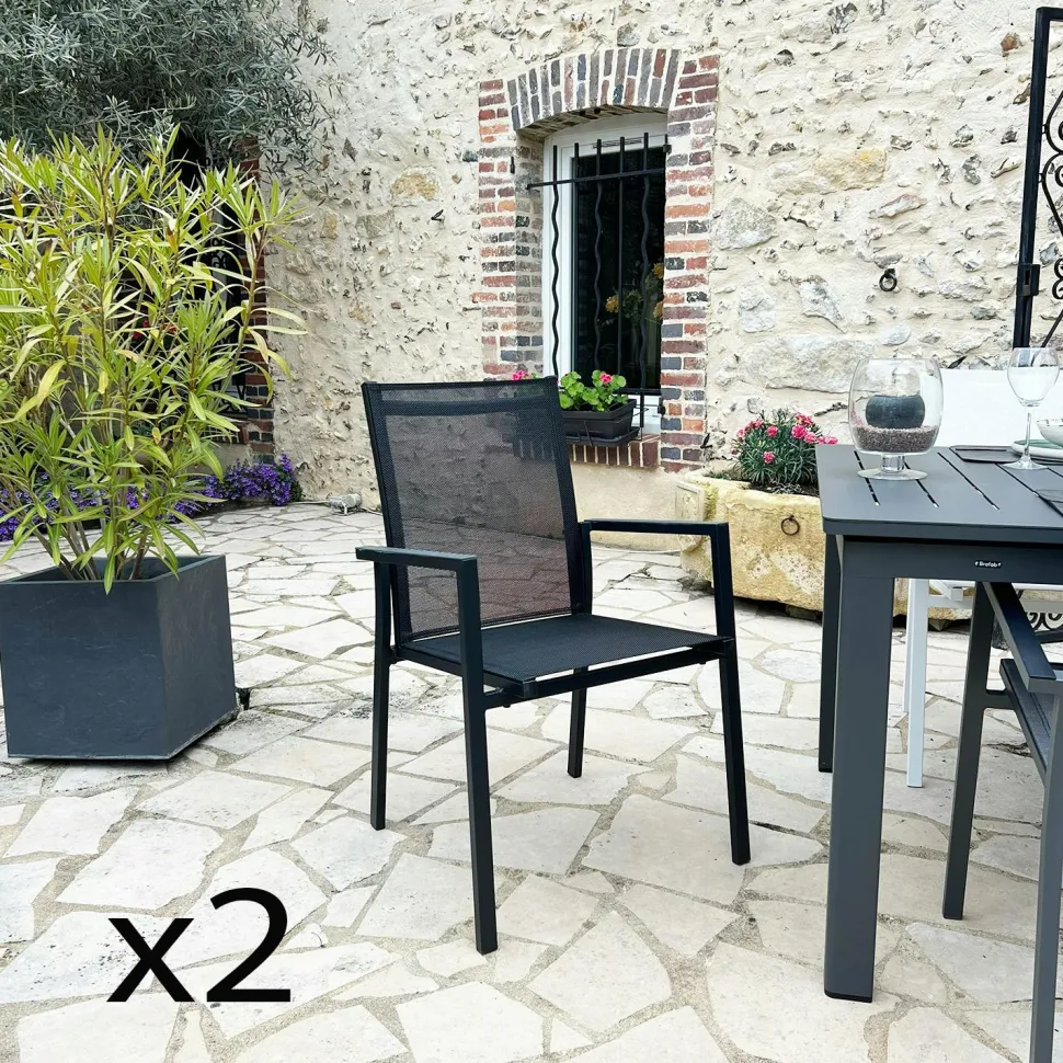 Fauteuil de jardin gris anthracite en aluminium (lot de 2) OSLO