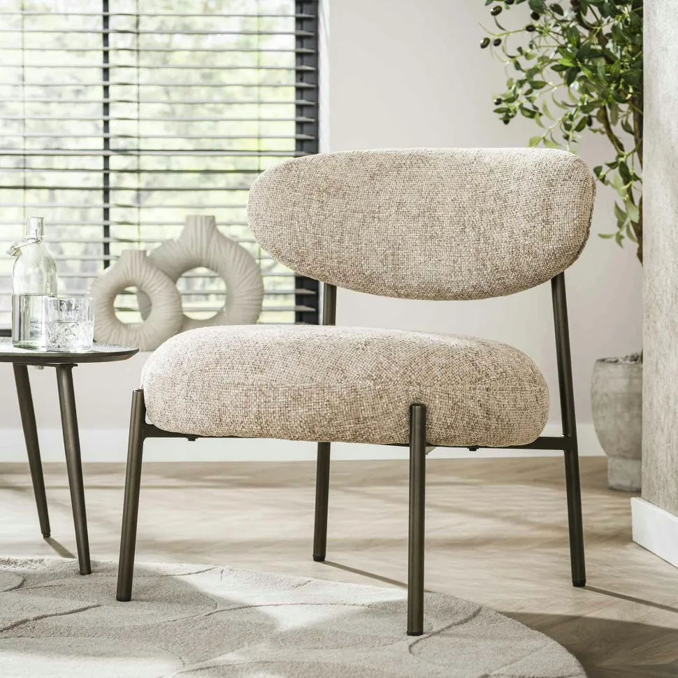 Fauteuil de salon confortable – tissu chenille sable CREEK