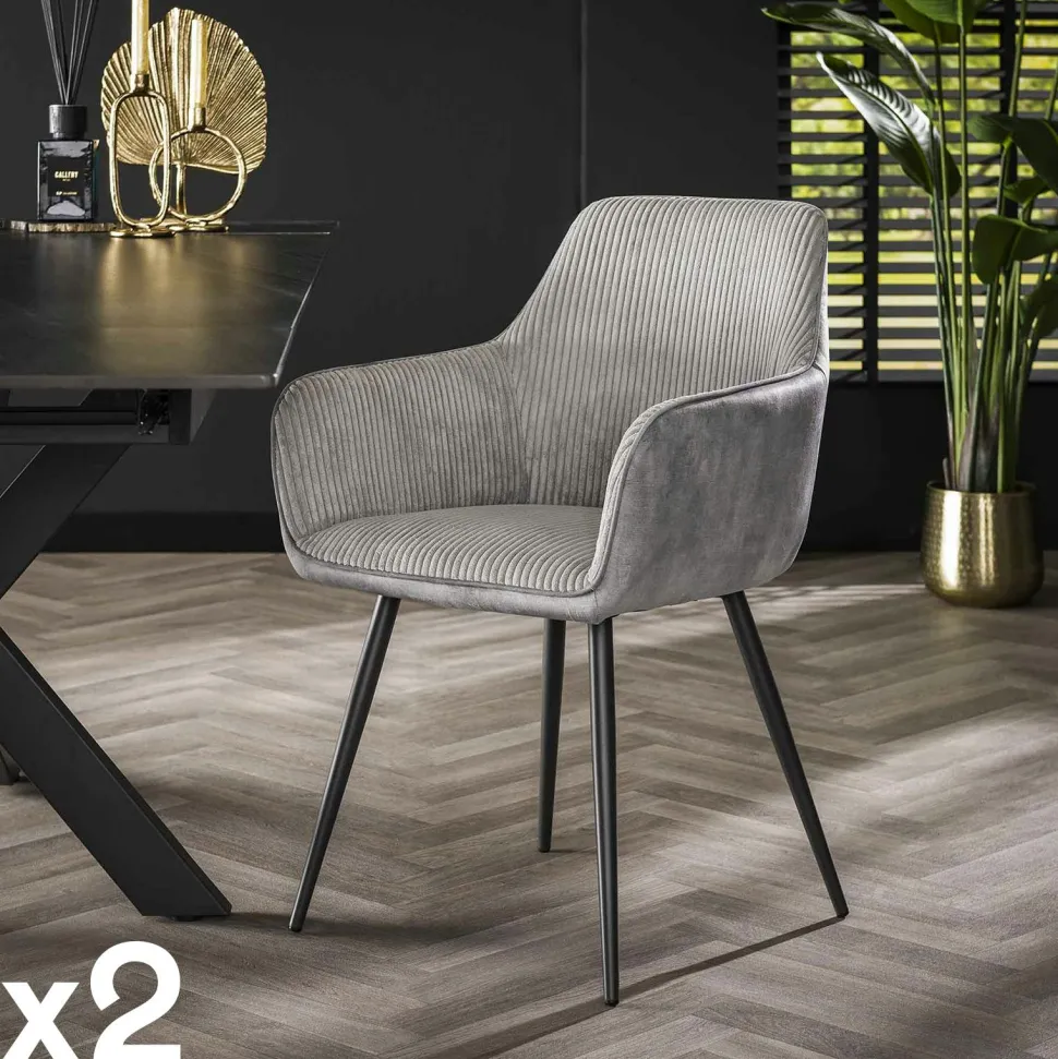 Fauteuil de table beige sable bi-matière (lot de 2) GALWAY