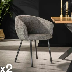 Fauteuil de table en bouclette rose (lot de 2) GALWAY
