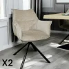 Fauteuil de table en velours taupe avec retour (lot de 2) PALERME