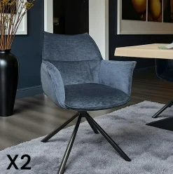 Fauteuil de table en velours taupe avec retour (lot de 2) PALERME