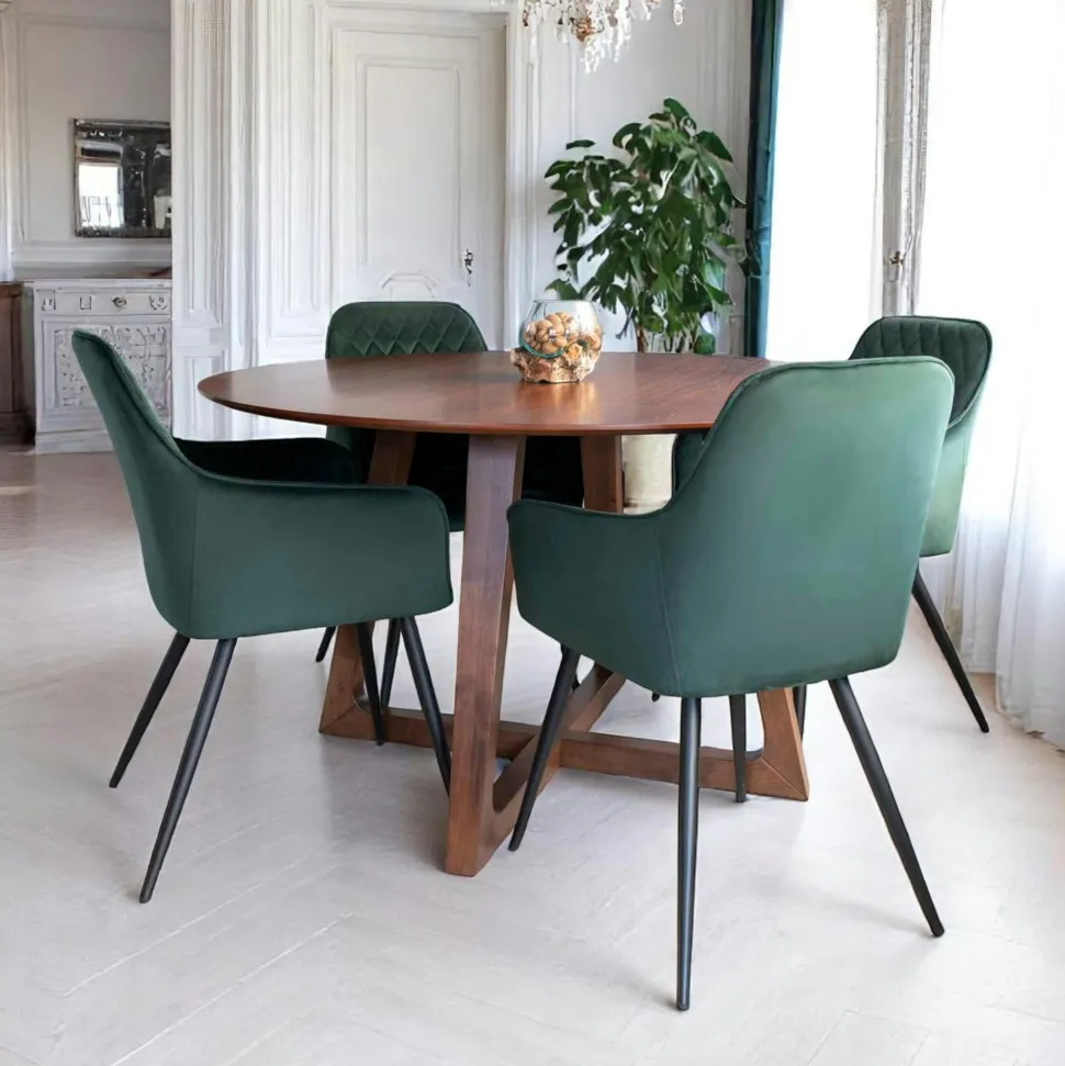 Fauteuil de table en velours vert (lot de 2) SAVONE