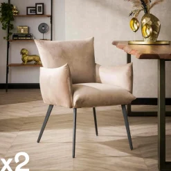 Fauteuil de table en velours gris effet coussin (lot de 2) MELBOURNE
