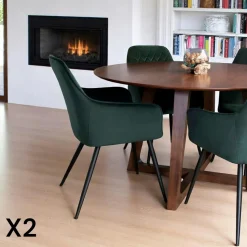 Fauteuil de table en velours bleu nuit (lot de 2) SAVONE