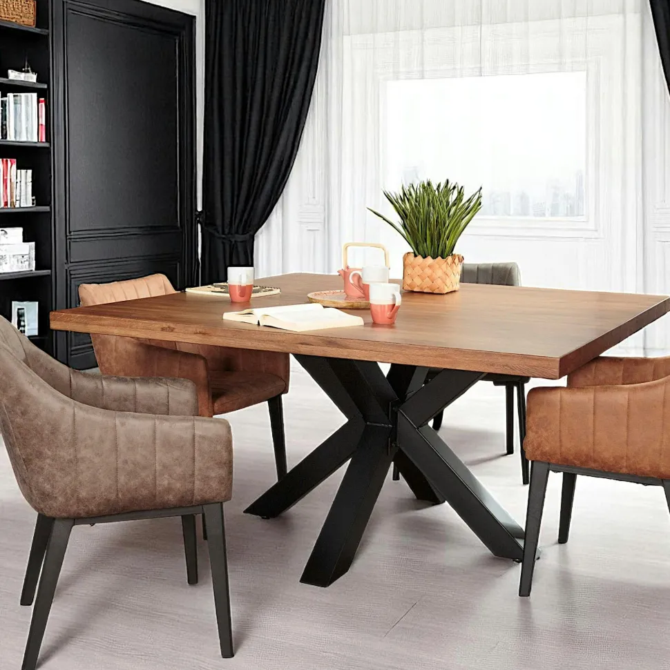 Fauteuil de table en velours tissé sable avec dossier ouvert (lot de 2) GALWAY