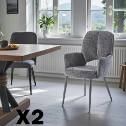 Fauteuil de table gris à dossier ouvert (lot de 2) LIGURIE