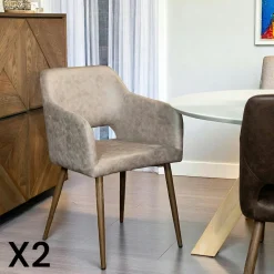 Fauteuil de table gris taupe (lot de 2)