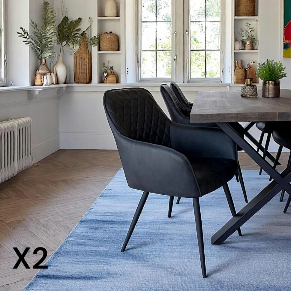 Fauteuil de table marron vintage (lot de 2) SAVONE