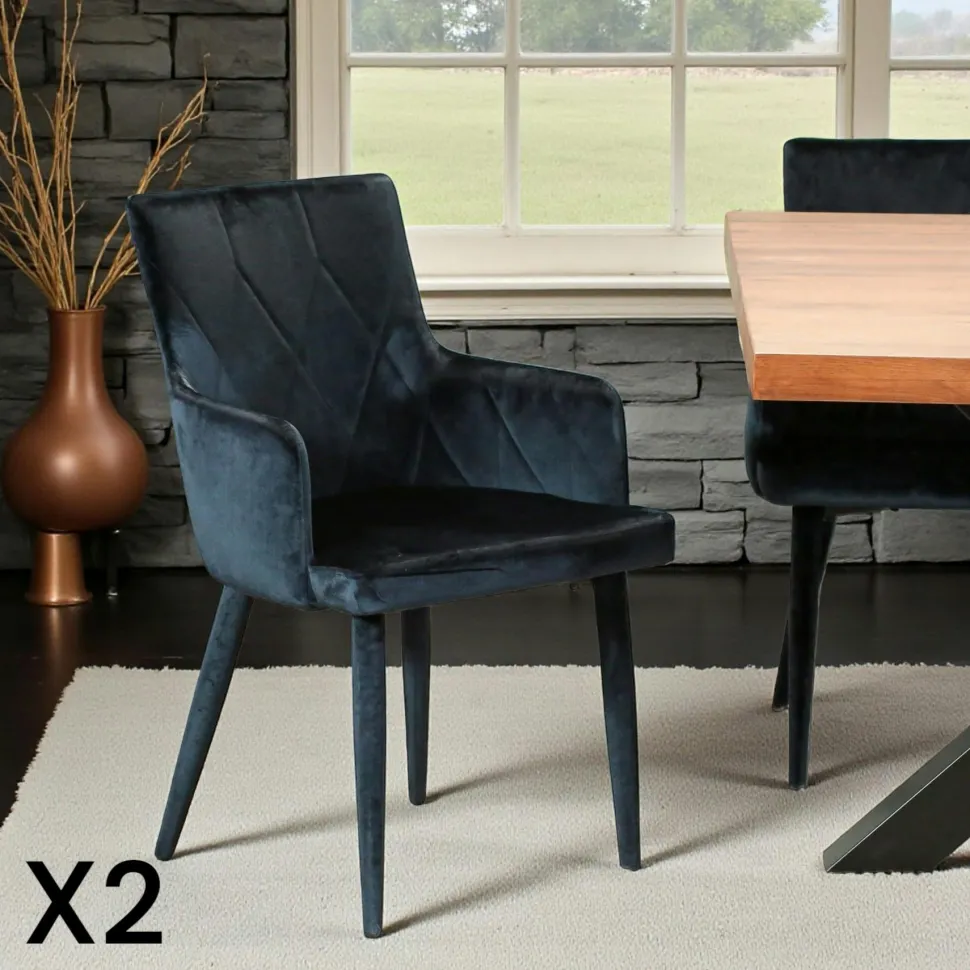 Fauteuil de table moderne en velours doré (lot de 2) HAWAI