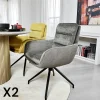 Fauteuil de table pivotant en velours gris (lot de 2) PALERME