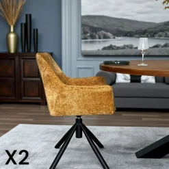 Fauteuil de table pivotant tissu terracotta (lot de 2) IENA