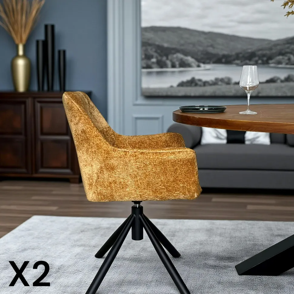 Fauteuil de table pivotant tissu noir (lot de 2) IENA