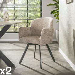 Fauteuil de table pivotant taupe texturé (lot de 2) CREEK