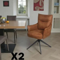 Fauteuil de table pivotant gris foncé à poignée (lot de 2) LOMBARDIE