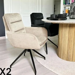 Fauteuil de table pivotant en velours moutarde (lot de 2) PALERME