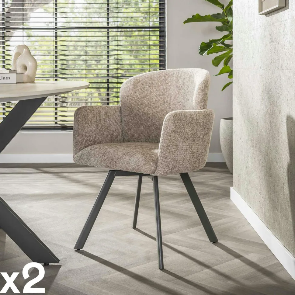 Fauteuil de table pivotant beige texturé (lot de 2) CREEK