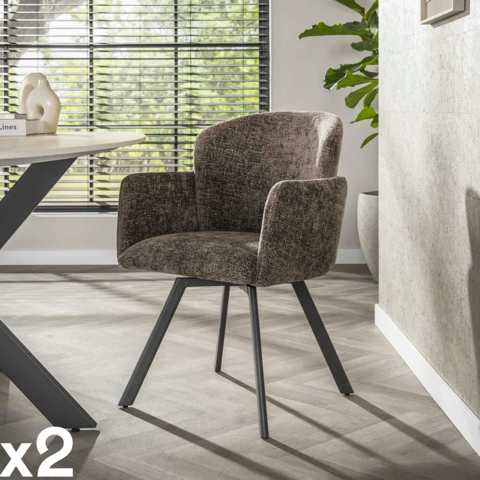 Fauteuil de table pivotant beige texturé (lot de 2) CREEK
