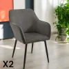 Fauteuil de table tissu cotelé gris (lot de 2) MALMOE