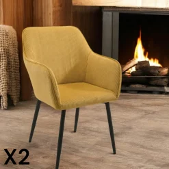 Fauteuil de table tissu cotelé gris (lot de 2) MALMOE