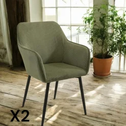 Fauteuil de table tissu cotelé gris (lot de 2) MALMOE