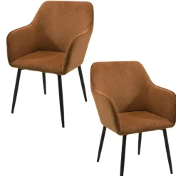Fauteuil de table tissu cotelé bleu (lot de 2) MALMOE