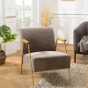 Fauteuil gris foncé en tissu avec accoudoirs bois TIM