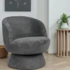 Fauteuil gris pivotant - tissu chenille, style rétro IENA
