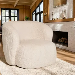 Fauteuil marron en tissu bouclette BERLIN