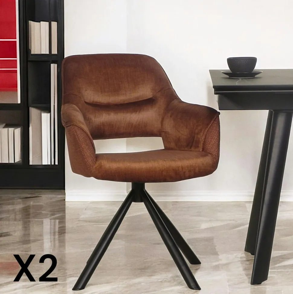 Fauteuil pivotant bi-matière, couleur lagon (lot de 2) IENA